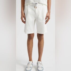 Eleventy Men’s White Drawstring Stretch-Cotton Shorts Size 33